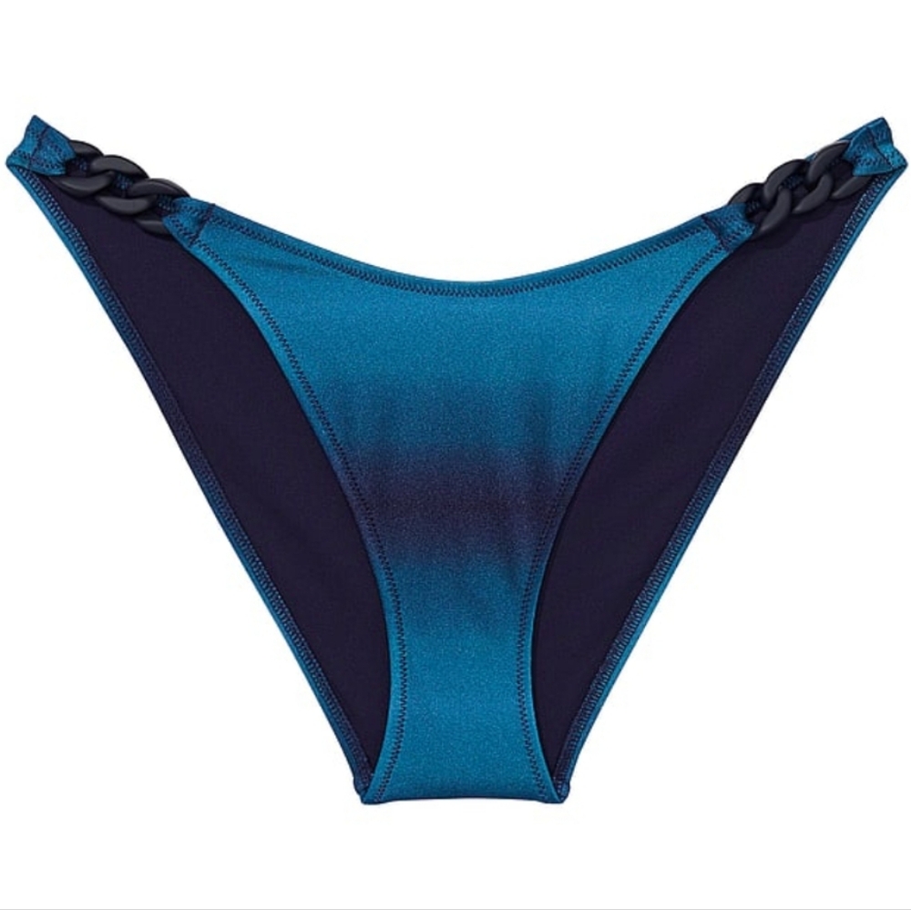 Blue ombre chain link high leg bikini bottom